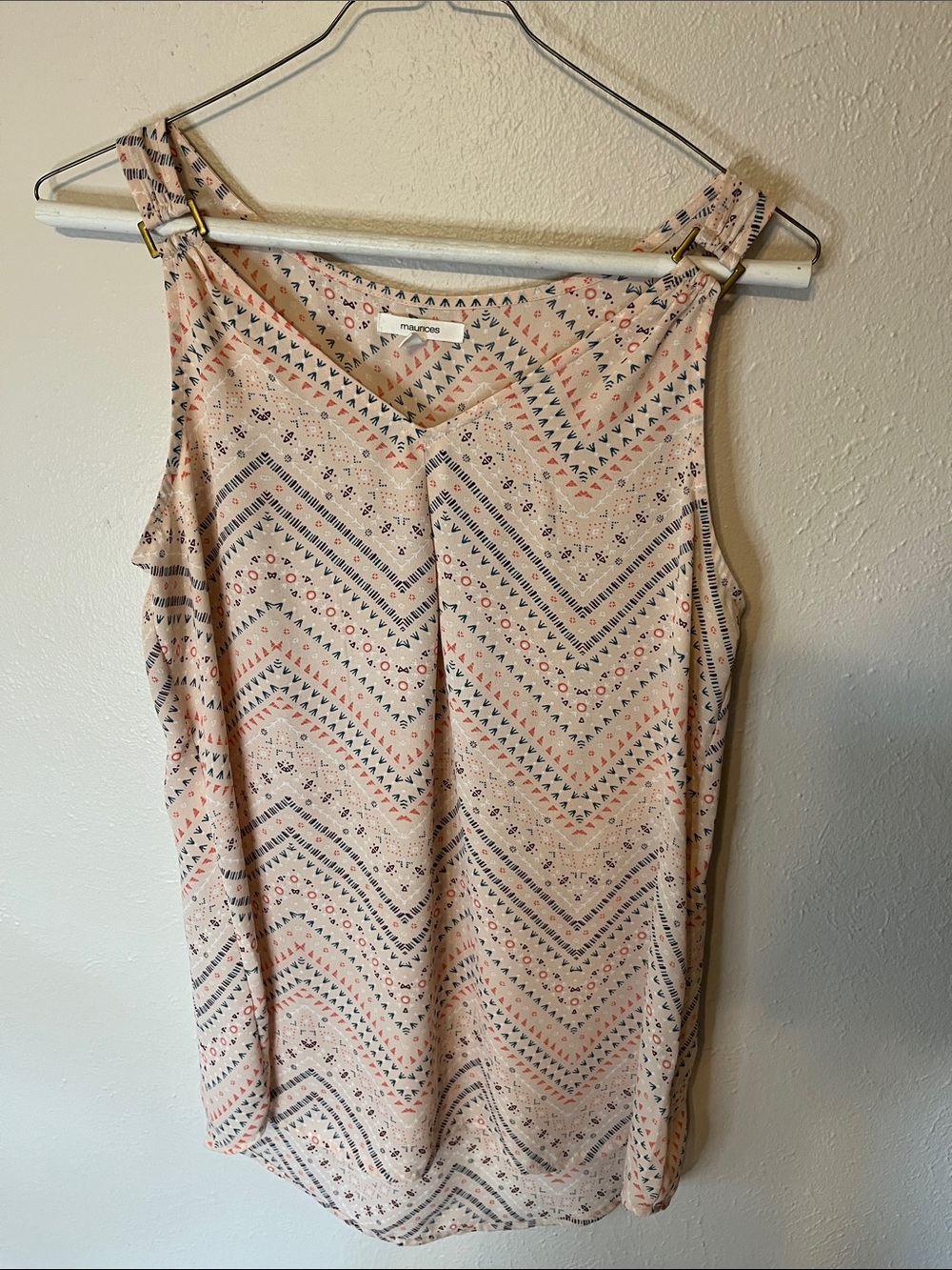 Maurices Pinkish-Cream Geometric Print Buckle-Strap Tank